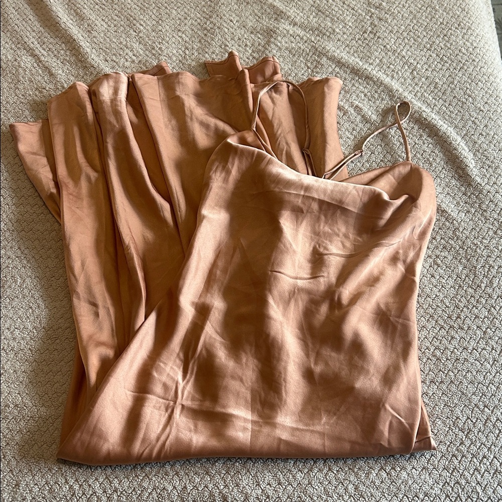 ASTR The Label Palisades Nude Color Cowl Slip Midi Dress Large